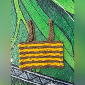 Handmade Striped Crochet Tank Top in Brown and Mustard